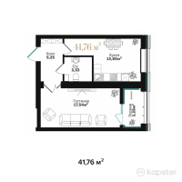 ЖК Asylym Prime — 1-ком 41.8 м² (от 21,631,700 тг)