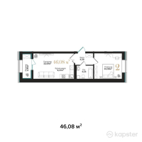 ЖК Asylym Prime — 2-ком 46.1 м² (от 23,869,500 тг)