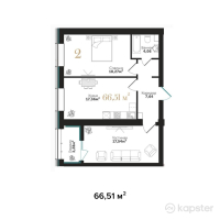 ЖК Asylym Prime — 2-ком 66.5 м² (от 34,452,200 тг)