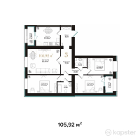 ЖК Asylym Prime — 4-ком 105.9 м² (от 54,866,600 тг)