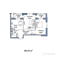 ЖК Sani Towers — 2-ком 66,7 м² (null)