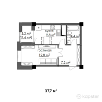 ЖК Таугуль — 1-ком 37.7 м² (от 10,556,000 тг)