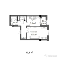 ЖК Таугуль — 1-ком 43.8 м² (от 12,264,000 тг)