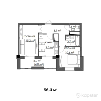 ЖК Таугуль — 2-ком 56.4 м² (от 15,792,000 тг)