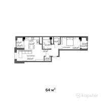 ЖК Таугуль — 2-ком 64 м² (от 17,920,000 тг)