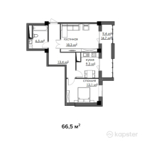 ЖК Таугуль — 2-ком 66.5 м² (от 18,620,000 тг)