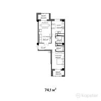 ЖК Таугуль — 2-ком 74.1 м² (от 20,748,000 тг)