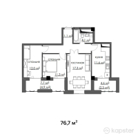 ЖК Таугуль — 3-ком 76.7 м² (от 21,476,000 тг)