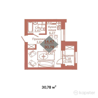 ЖК Амина — 1-ком 30,8 м² (null)