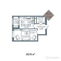 ЖК Амина — 1-ком 39,8 м² (null)