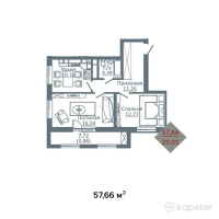 ЖК Амина — 2-ком 57,7 м² (null)