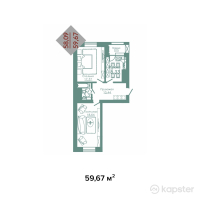 ЖК Амина — 2-ком 59,7 м² (null)