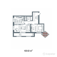 ЖК Амина — 2-ком 63,1 м² (null)