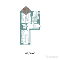 ЖК Амина — 2-ком 66,1 м² (null)