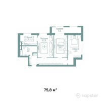 ЖК Амина — 3-ком 75,8 м² (null)