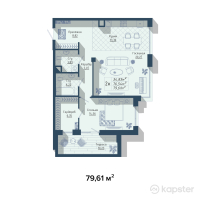 ЖК MontBlanc — 2-ком 79.6 м² (от 78,813,900 тг)