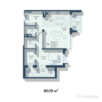 ЖК MontBlanc — 2-ком 80.2 м² (от 79,388,100 тг)