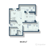 ЖК MontBlanc — 2-ком 84.6 м² (от 83,744,200 тг)