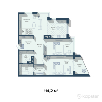 ЖК MontBlanc — 3-ком 114.2 м² (от 113,058,000 тг)