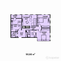 ЖК Golden Residence — 3-ком 90.7 м² (от 58,929,000 тг)