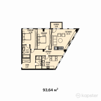 ЖК Golden Residence — 3-ком 93.6 м² (от 60,866,000 тг)