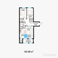 ЖК Kerim — 3-ком 82.6 м² (от 24,774,000 тг)