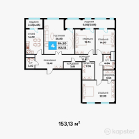 ЖК Kerim — 4-ком 153.1 м² (от 45,939,000 тг)