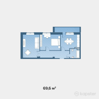 ЖК Dostyk — 2-ком 69.6 м² (от 22,968,000 тг)