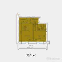 ЖК Исатай Батыр — 1-ком 53.3 м² (от 11,994,800 тг)