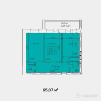 ЖК Исатай Батыр — 2-ком 65.1 м² (от 14,640,900 тг)