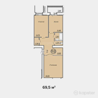 ЖК на ул. Оракбаева, 1а — 2-ком 69.5 м² (от 19,460,000 тг)