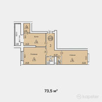 ЖК на ул. Оракбаева, 1а — 2-ком 73.5 м² (от 20,580,000 тг)