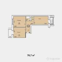 ЖК на ул. Оракбаева, 1а — 2-ком 76.7 м² (от 21,476,000 тг)