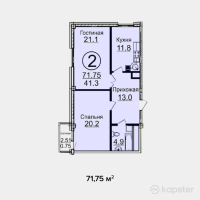 ЖК Бейбарыс — 2-ком 71,8 м² (null)