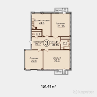 ЖК Бейбарыс — 3-ком 151,4 м² (null)