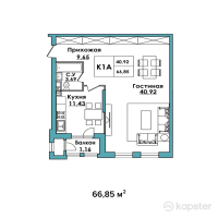 ЖК Sky Hills — 1-ком 66.9 м² (от 43,452,500 тг)