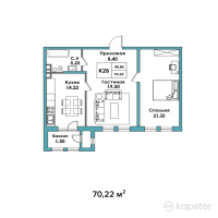 ЖК Sky Hills — 2-ком 70.2 м² (от 45,643,000 тг)