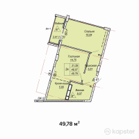 ЖК Aiva — 2-ком 49.8 м² (от 17,423,000 тг)