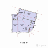 ЖК Aiva — 2-ком 55.8 м² (от 19,512,500 тг)