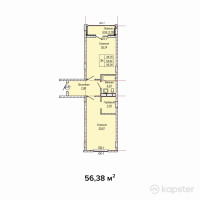 ЖК Aiva — 2-ком 56.4 м² (от 19,733,000 тг)