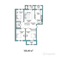 ЖК Sky Hills — 4-ком 133.4 м² (от 86,729,600 тг)