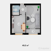 ЖК Asiya — 1-ком 49.5 м² (от 8,415,000 тг)