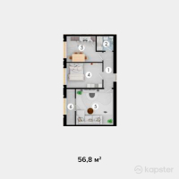 ЖК Asiya — 2-ком 56.8 м² (от 9,656,000 тг)