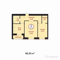 ЖК Prime Garden 2 — 2-ком 66.5 м² (от 31,236,200 тг)