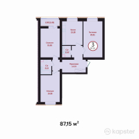 ЖК Prime Garden 2 — 3-ком 87.2 м² (от 38,346,000 тг)
