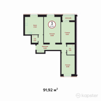 ЖК Prime Garden 2 — 3-ком 91.9 м² (от 40,444,800 тг)