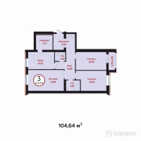 ЖК Prime Garden 2 — 3-ком 104.6 м² (от 46,041,600 тг)