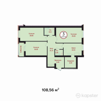 ЖК Prime Garden 2 — 3-ком 108.6 м² (от 47,766,400 тг)