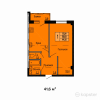 ЖК Жана — 1-ком 41.6 м² (от 17,472,000 тг)