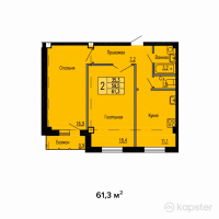 ЖК Жана — 2-ком 61.3 м² (от 25,746,000 тг)